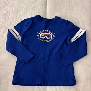 Janie and Jack Blue 'Ski Team Captain' Long Sleeve Kids Tee Sz 4